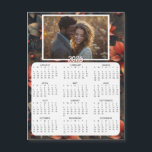 2025 Mini Calendars | Poinsettia Background<br><div class="desc">A cute little 2025 mini calendar to stick on your frig! Add your family photo and edit the text to put a holiday greeting in the personalise area. Background is watercolor poinsettias.</div>