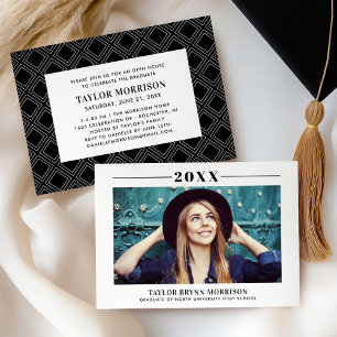 2025 Minimalist Black and White Photo Graduation Invitation