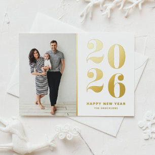 2025 Modern Bold Typography Happy New Year Photo Foil Holiday Card