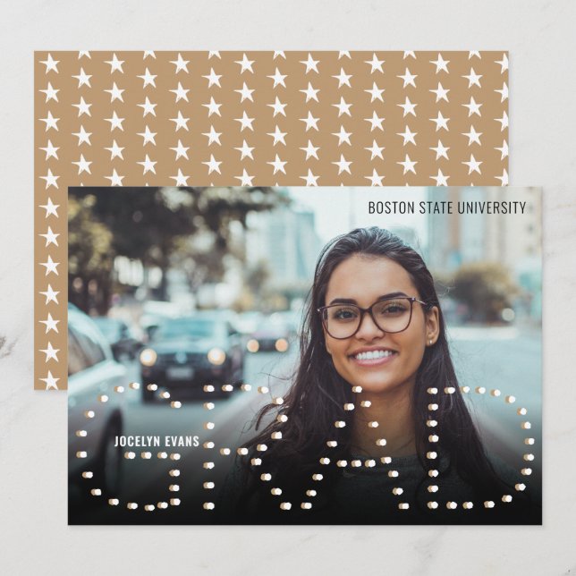 2025 Modern Gold Photo Graduation Announcement (Front/Back)