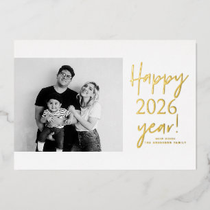 2025 Modern Handwritting Happy New Year Foil Holiday Card