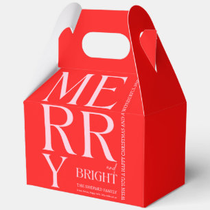 2025 Modern Merry and Bright Red Pink Christmas Favour Box