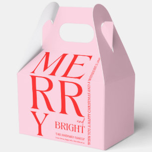 2025 Modern Merry and Bright Red Pink Christmas Favour Box
