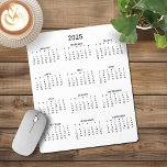 2025 Modern Minimalist Black and White Calendar Mouse Mat<br><div class="desc">🌟This is for 2025🌟 2025 Modern Simple Black and White Calendar Mouse Pad featuring a simple,  minimalist year-at-a-glance calendar. This is a simple black and white,  but the colours are all customisable. Please contact us at cedarandstring@gmail.com if you need assistance with the design or matching products.</div>