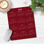 2025 Modern Minimalist Burgundy Maroon Calendar Mouse Mat<br><div class="desc">🌟This is for 2025🌟 2025 Modern Simple Burgundy Maroon and White Calendar Mouse Pad featuring a simple,  minimalist year-at-a-glance calendar. The colours are all customisable. Please contact us at cedarandstring@gmail.com if you need assistance with the design or matching products.</div>