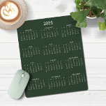 2025 Modern Minimalist Forest Green Calendar Mouse Mat<br><div class="desc">🌟This is for 2025🌟 2025 Modern Simple Forest Green and White Calendar Mouse Pad featuring a simple,  minimalist year-at-a-glance calendar. The colours are all customisable. Please contact us at cedarandstring@gmail.com if you need assistance with the design or matching products.</div>
