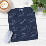 2025 Modern Minimalist Navy Blue Calendar Mouse Mat<br><div class="desc">🌟This is for 2025🌟 2025 Modern Simple Navy Blue and White Calendar Mouse Pad featuring a simple,  minimalist year-at-a-glance calendar. The colours are all customisable. Please contact us at cedarandstring@gmail.com if you need assistance with the design or matching products.</div>
