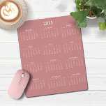 2025 Modern Minimalist Rose Pink Calendar Mouse Mat<br><div class="desc">🌟This is for 2025🌟 2025 Modern Simple Rose Pink and White Calendar Mouse Pad featuring a simple,  minimalist year-at-a-glance calendar. The colours are all customisable. Please contact us at cedarandstring@gmail.com if you need assistance with the design or matching products.</div>