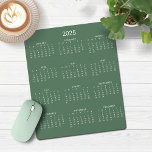 2025 Modern Minimalist Sage Green Calendar Mouse Mat<br><div class="desc">🌟This is for 2025🌟 2025 Modern Simple Pastel Sage Green and White Calendar Mouse Pad featuring a simple,  minimalist year-at-a-glance calendar. The colours are all customisable. Please contact us at cedarandstring@gmail.com if you need assistance with the design or matching products.</div>