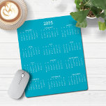 2025 Modern Minimalist Teal Blue Calendar Mouse Mat<br><div class="desc">🌟This is for 2025🌟 2025 Modern Simple Aqua Teal Turquoise Blue and White Calendar Mouse Pad featuring a simple,  minimalist year-at-a-glance calendar. The colours are all customisable. Please contact us at cedarandstring@gmail.com if you need assistance with the design or matching products.</div>