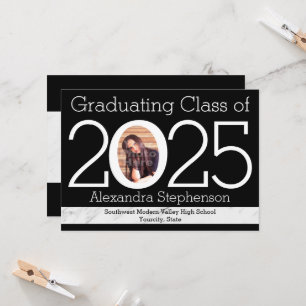 2025 Modern Numeral Frame Photo Graduation Invitation