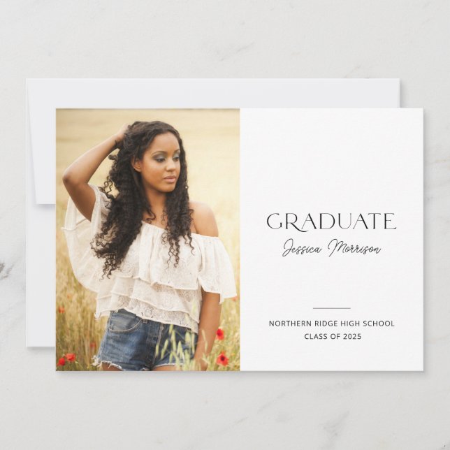 2025 Modern Script Simple 1-Photo Graduation Party Invitation (Front)