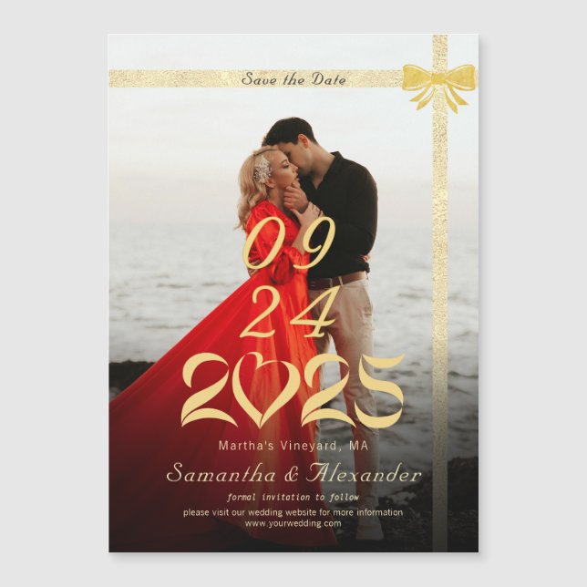 2025 Modern Simple Wedding Save the Date 1 Photo Magnetic Invitation (Front)