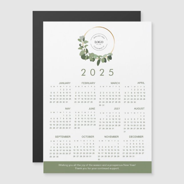 2025 Modern Wreath Your Logo here Calendar (Front/Back)