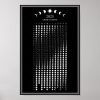 2025 Moon Phase Lunar Cycles Minimalist Calendar