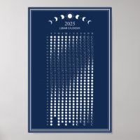 2025 Moon Phase Lunar Cycles Minimalist Calendar 