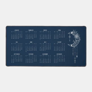 2025 Navy Blue Moon Calendar Desk Mat