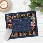 2025 Navy Blue Multiple Photo Collage Calendar Mouse Mat<br><div class="desc">🌟2025 Navy Blue Multiple Photo Collage Calendar Mouse Pad featuring a simple, minimalist year-at-a-glance calendar and 18 of your favourite photos. All the colours are all customisable. Makes a great gift for grandparents, parents, aunts, uncles, godparents, and more! Please contact us at cedarandstring@gmail.com if you need assistance with the design...</div>