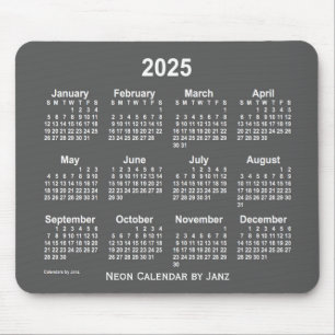 2025 Neon Charcoal Calendar by Janz Mouse Mat