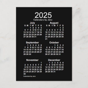 2025 Neon White 6 Month Mini Calendar by Janz Postcard
