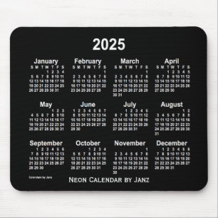 2025 Neon White Calendar by Janz Mouse Mat