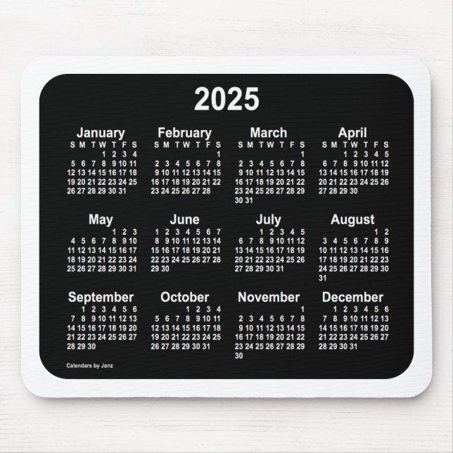 2025 Neon White Calendar by Janz Two Tone Mouse Mat (Front)
