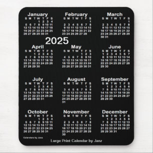 2025 Neon White Large Print Calendar by Janz Mouse Mat