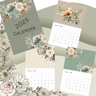 2025 Neutral Sage Floral Calendar