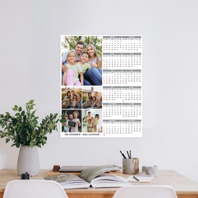 2025 New Year Family Custom Photo Calendar Poster (Personalize 2025 with our custom photo calendar poster—display favorite photos and stay organized.)