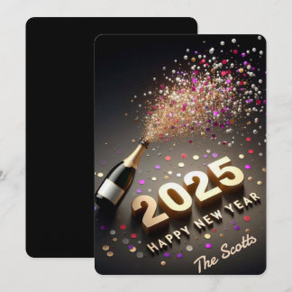 2025 New Year Gold & Black  Holiday Card