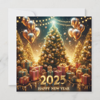 2025 New Year in Golden Lights Holiday Card