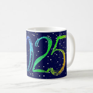 2025 new year number handdrawing greeting coffee mug