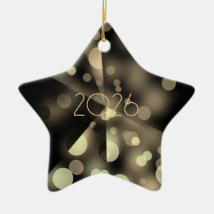 2025 new year with golden bubbles ceramic tree decoration