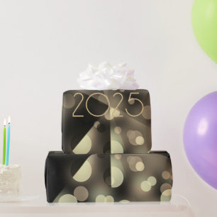 2025 new year with golden bubbles wrapping paper