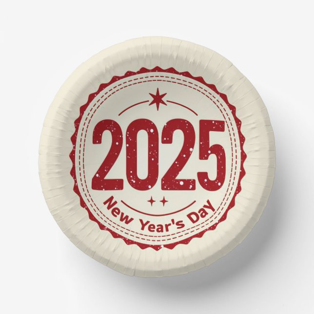 2025 New Year's Day Paper Bowl Paper Plate (Front)