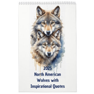 2025 North American Animal Watercolor Wolf Calendar