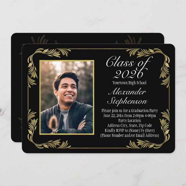 2025 Ornate Border Formal Graduation Photo Invitation (Front/Back)
