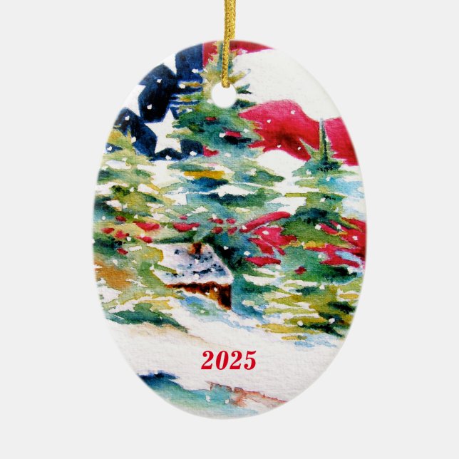 2025 Patriotic Oval Christmas Ornament (Front)