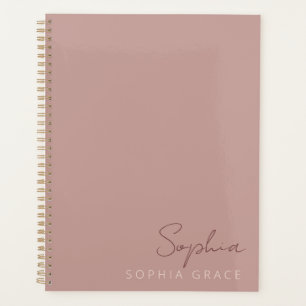 2025 Personalised Modern Script Dusty Rose Planner