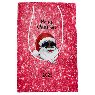 2025 Personalized Black Santa Holiday Gift Bag