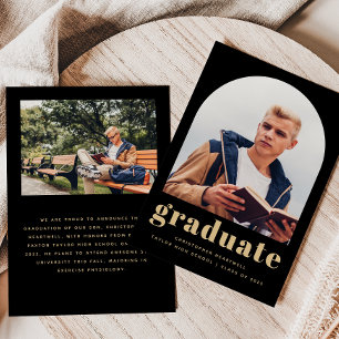 2025 Photo Arch Classic Black Gold Graduation Announcement