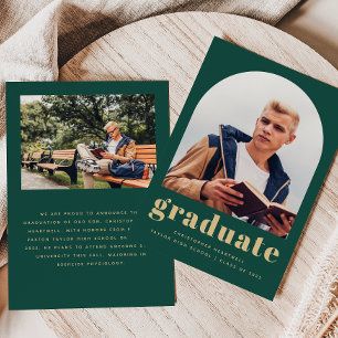 2025 Photo Arch Classic Green Gold Graduation Announcement