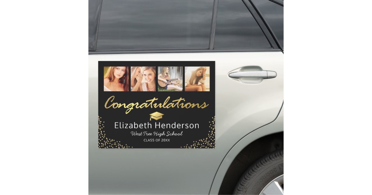 2025 Photo Black Gold Graduation Car Zazzle