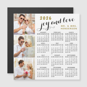 2025 Photo Calendar Fridge Magnet Black Gold White