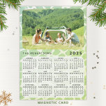 2025 Photo Calendar Magnet Family Name Green<br><div class="desc">Create a unique magnetic 2025 photo calendar for a fridge by uploading a personal picture and typing your family name or another text. This calendar has a stylish green spots background. Click "Personalise" ("View Product Details" / "Personalise") and change the picture to get the result with the same stylish frame-look...</div>
