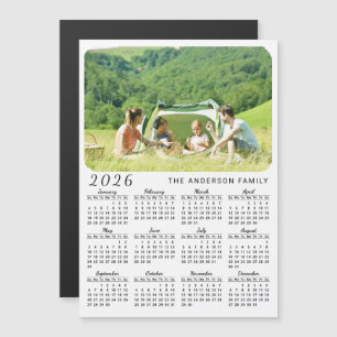 2025 Photo Calendar Magnet Your Name White Black