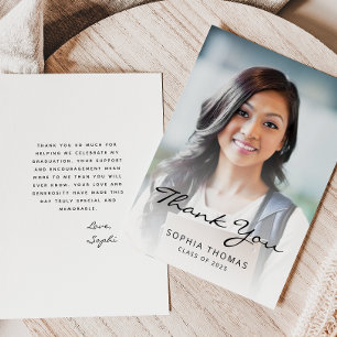 2025 Photo Classic Modern Black White Thank You Card