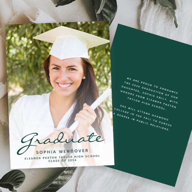 2025 Photo Green White Graduation Announcement (Creator Uploaded)