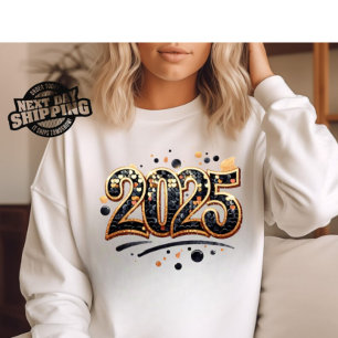  2025 Png, Sublimation Design, Gold Black Glitter  T-Shirt