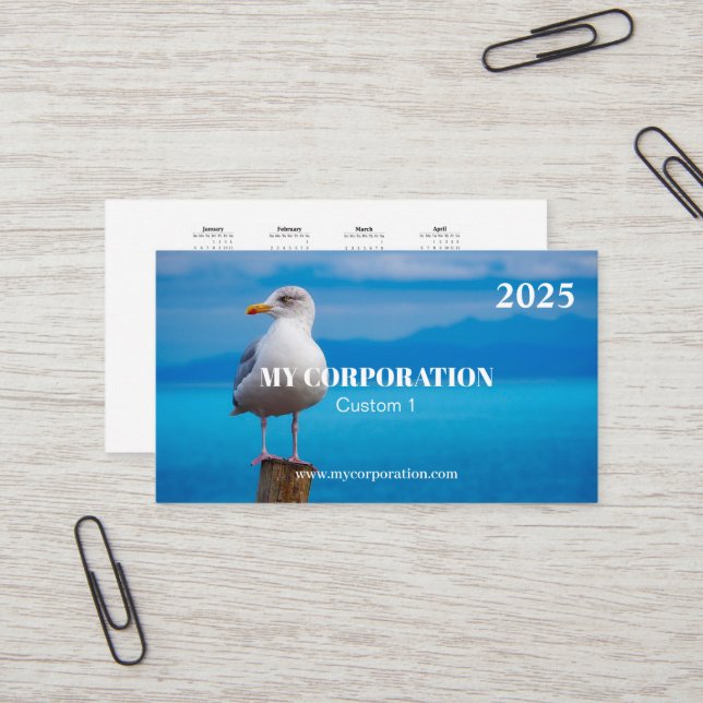 2025 Pocket Calendar Bird Business Card (Front/Back In Situ)